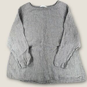 Elizabeth Suzann OS M Gray Linen Georgia Tee Shirt Made in USA Minimalist